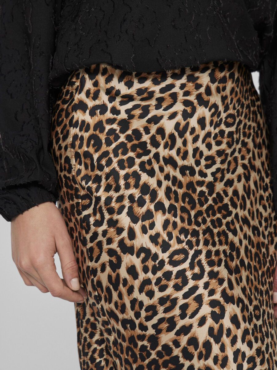 Leopard Print Satin Skirt