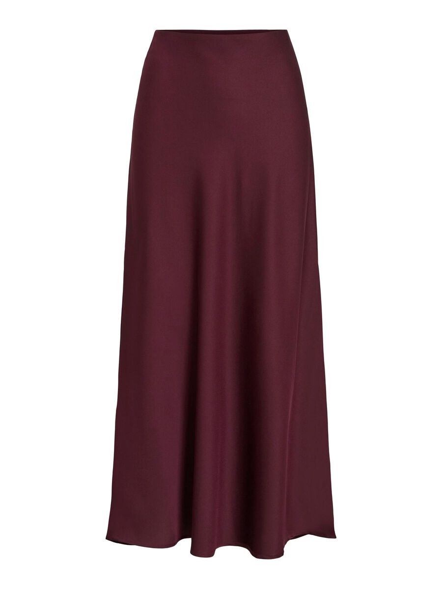 Satin Midi Skirt - Wine