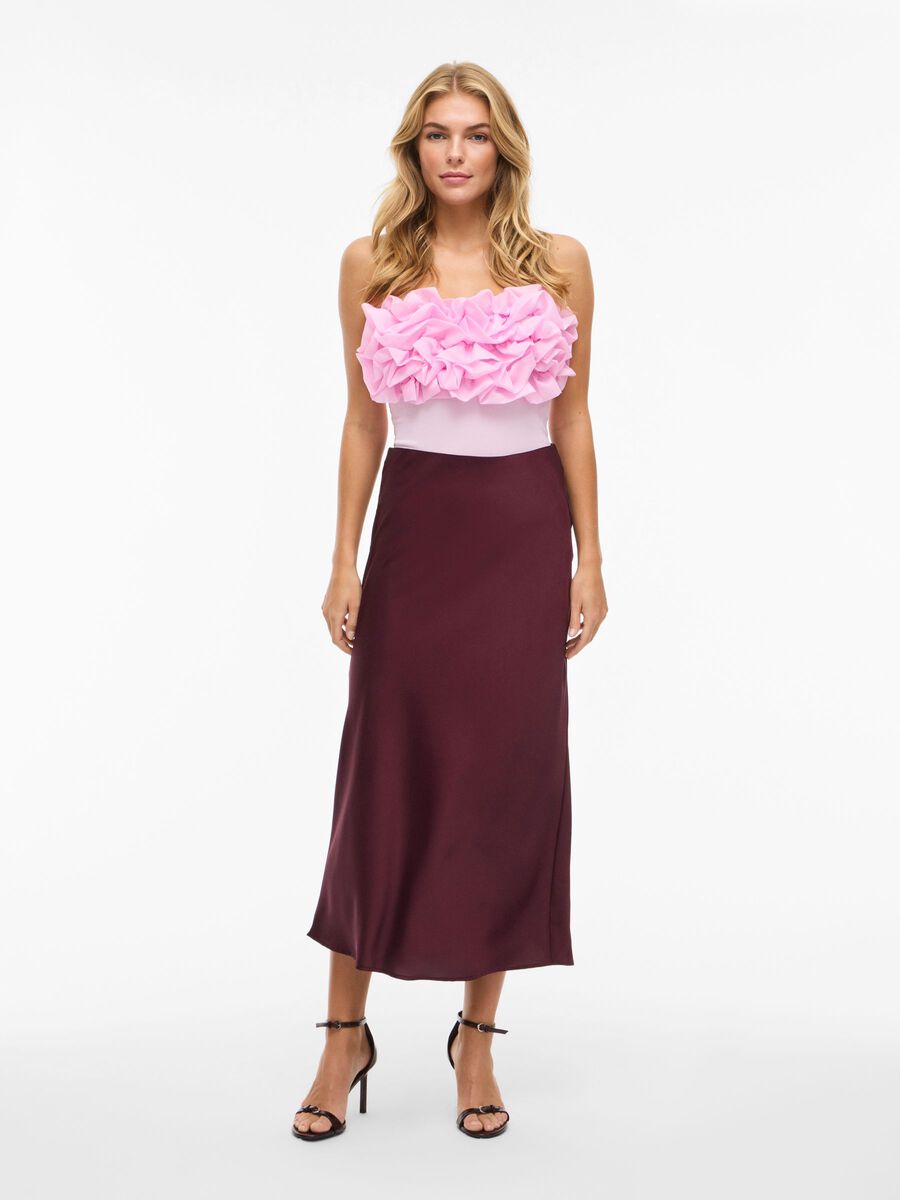 Satin Midi Skirt - Wine