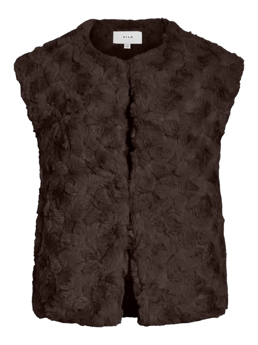 Faux Fur Autumn Gilet - Brown, Wine or Oatmeal