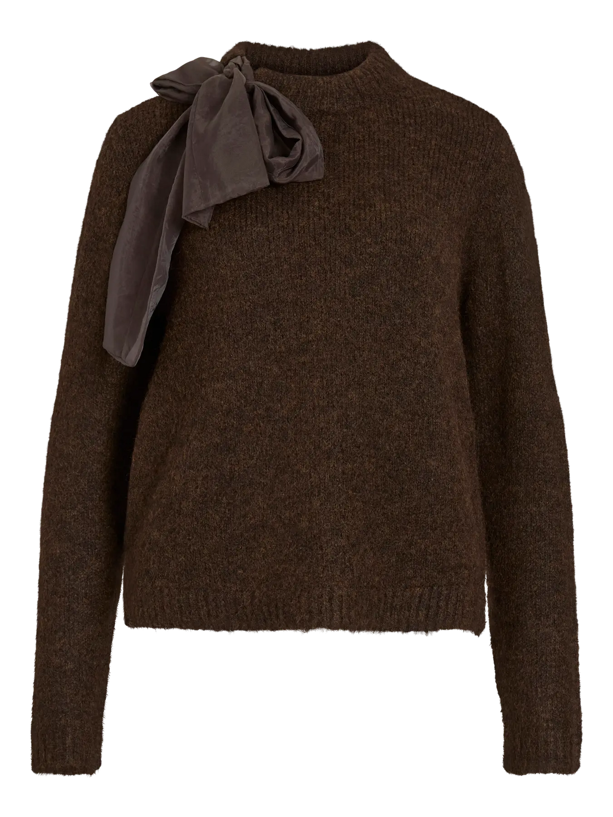 Statement Bow Chocolate Brown Knitted Jumper