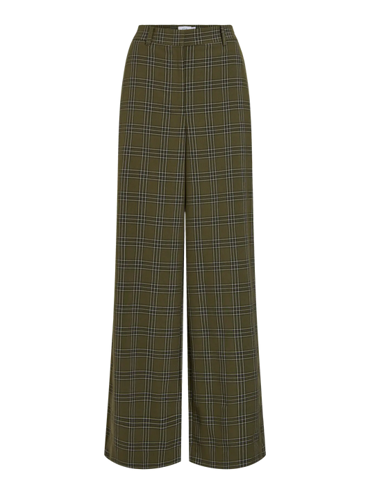 Wide Legged Green Check Trousers