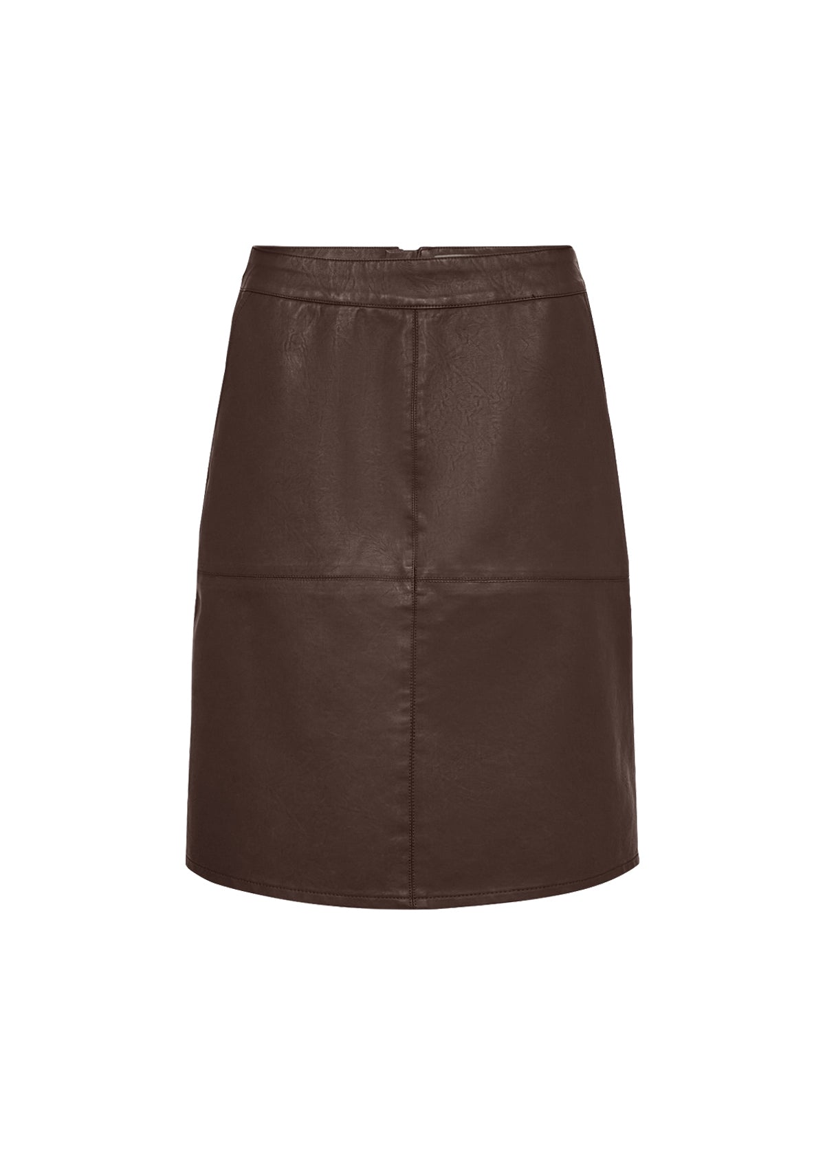 Midi Length Skirt In Vegan Leather - Chocolate Brown
