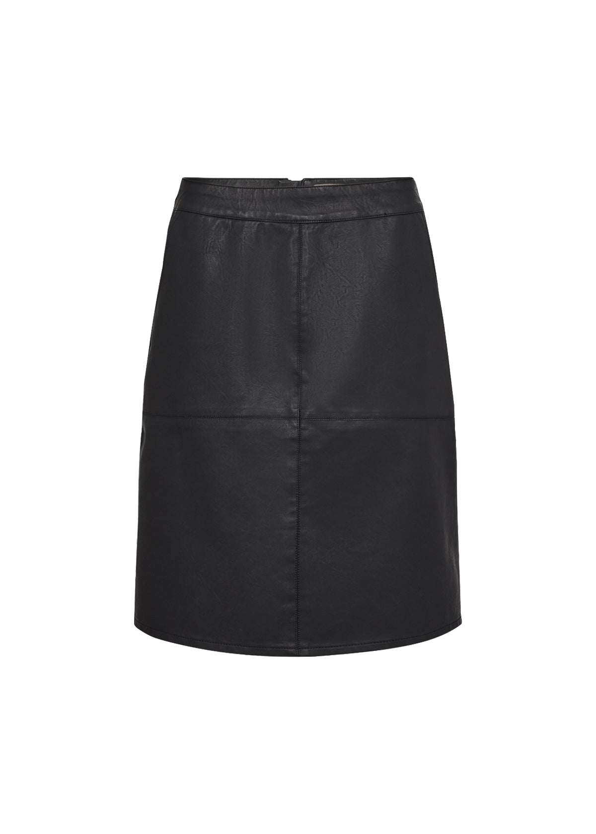 Midi Length Skirt In Vegan Leather - Black