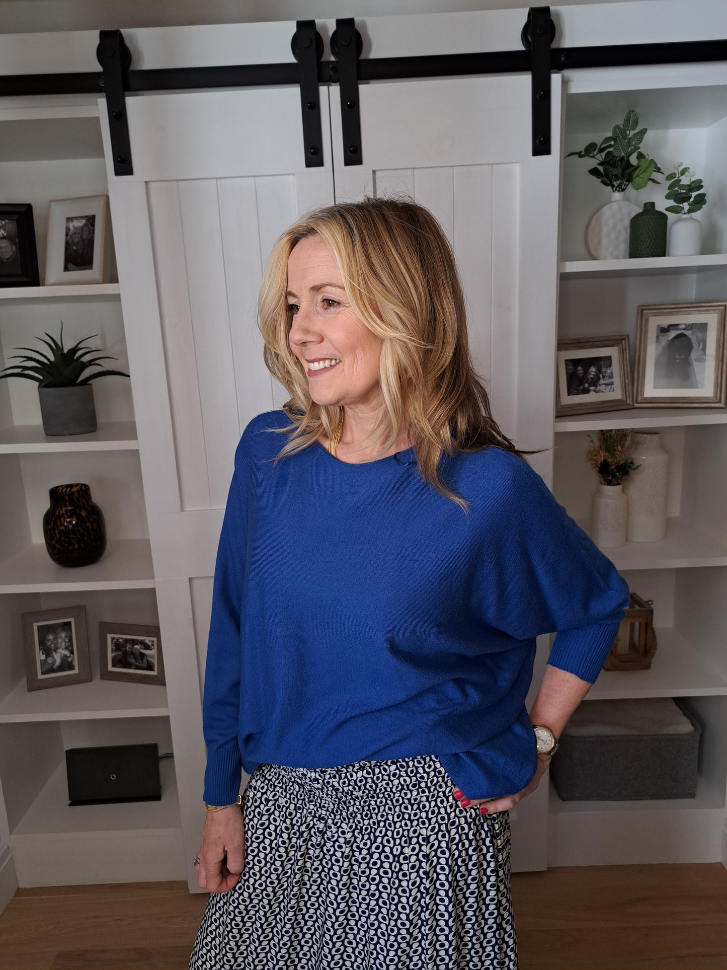 Cashmere Like Batwing Jumper - Royal Blue