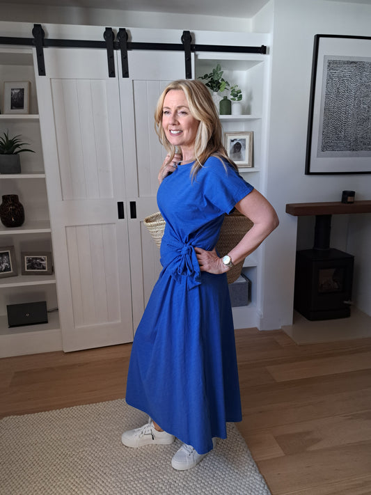 Jersey Knot Front Maxi Dress - Royal Blue