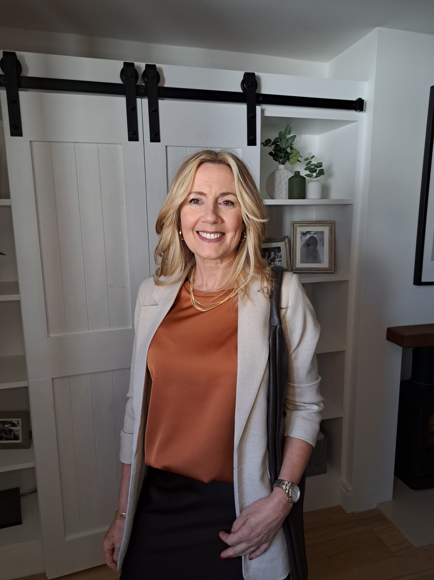 Satin Short Sleeve Top - Rust