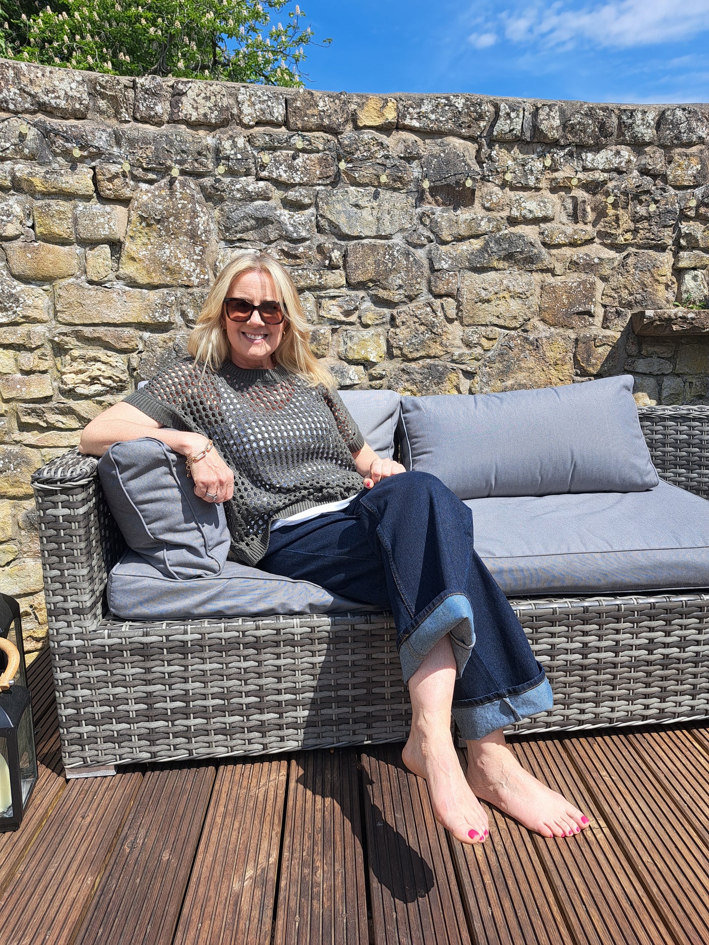 Cotton Mix Crew Neck Holes Jumper - Khaki