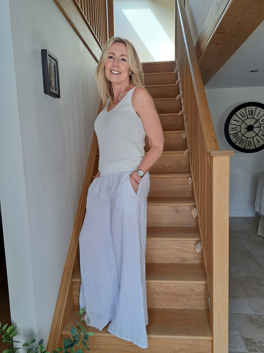 Ivory Knitted V-Neck Vest Top
