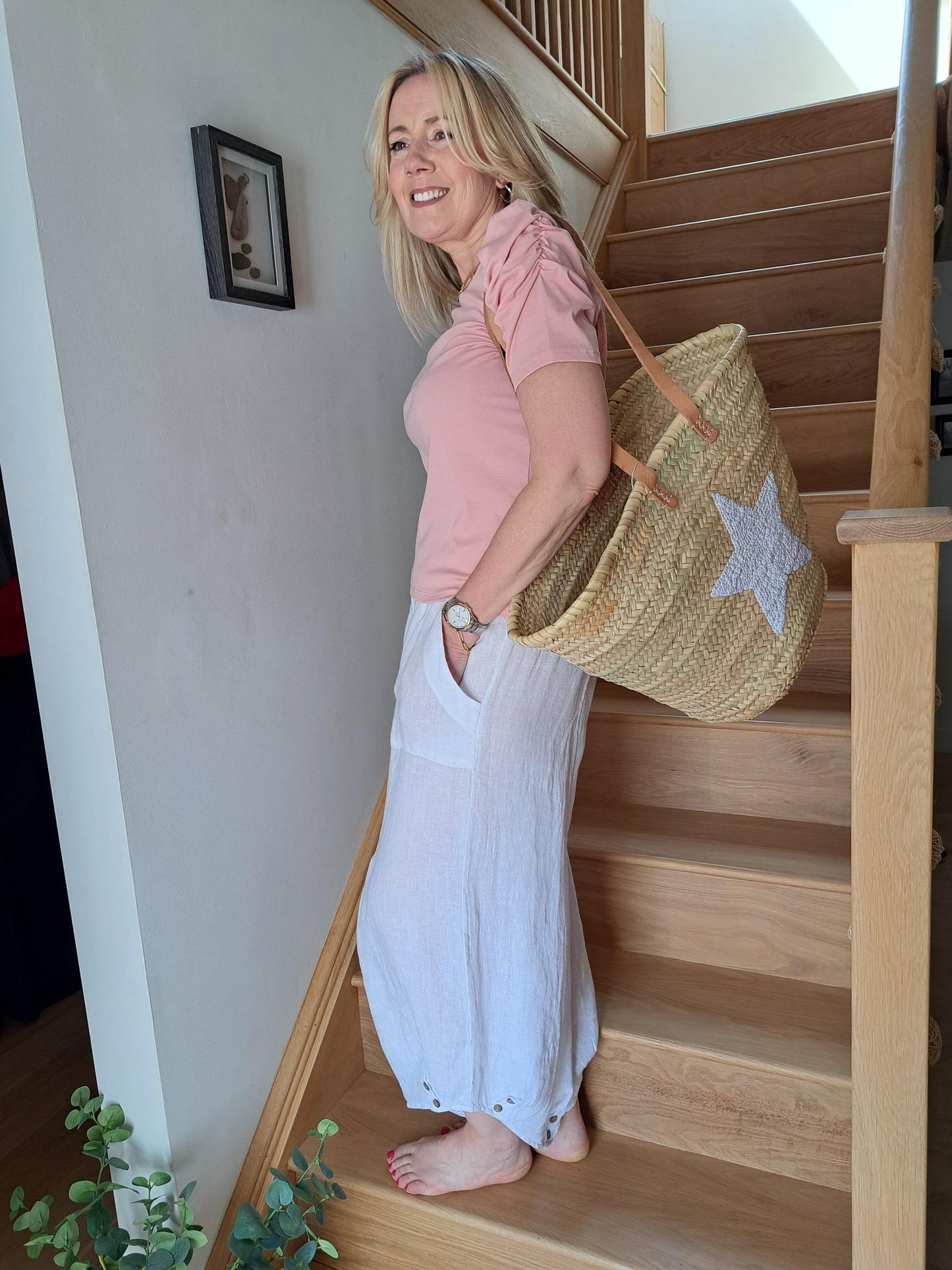 T-shirt Top With Ruched Sleeves - Pink