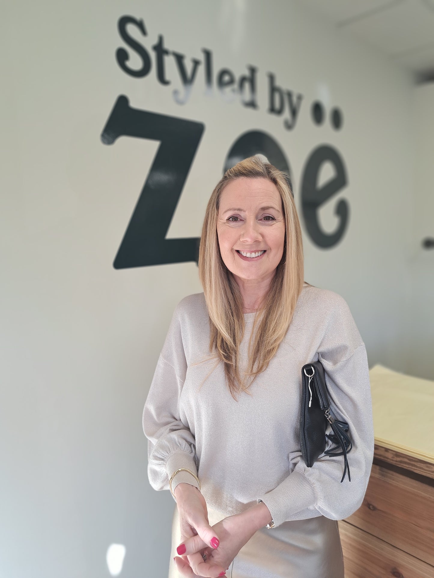 Metallic Thread Long Sleeve Fine Knit Jumper - Chalk / Silver / Red