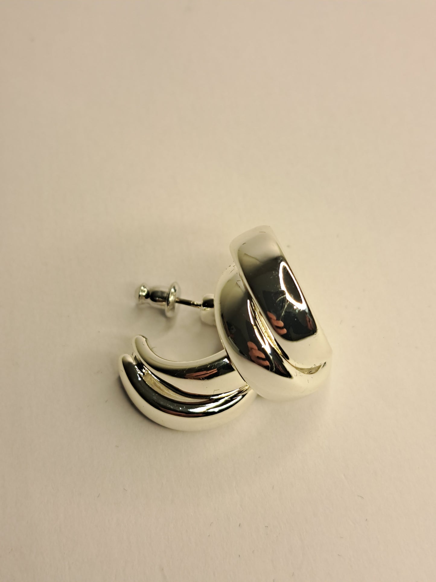Twin Hoop Earrings Silver - Plated