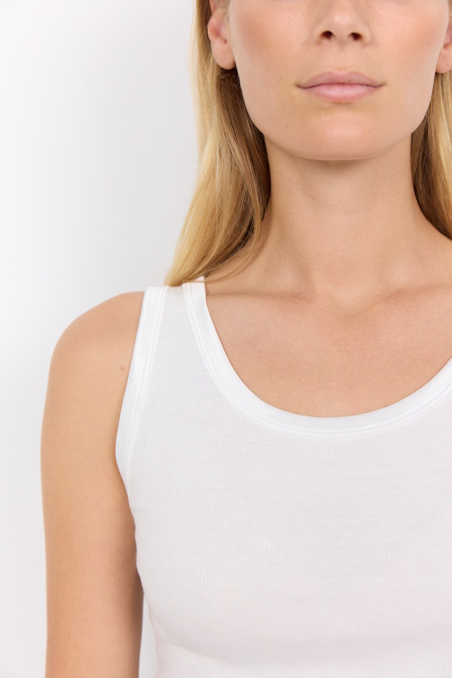 Satin Trim Ribbed Vest Top - Various Colours