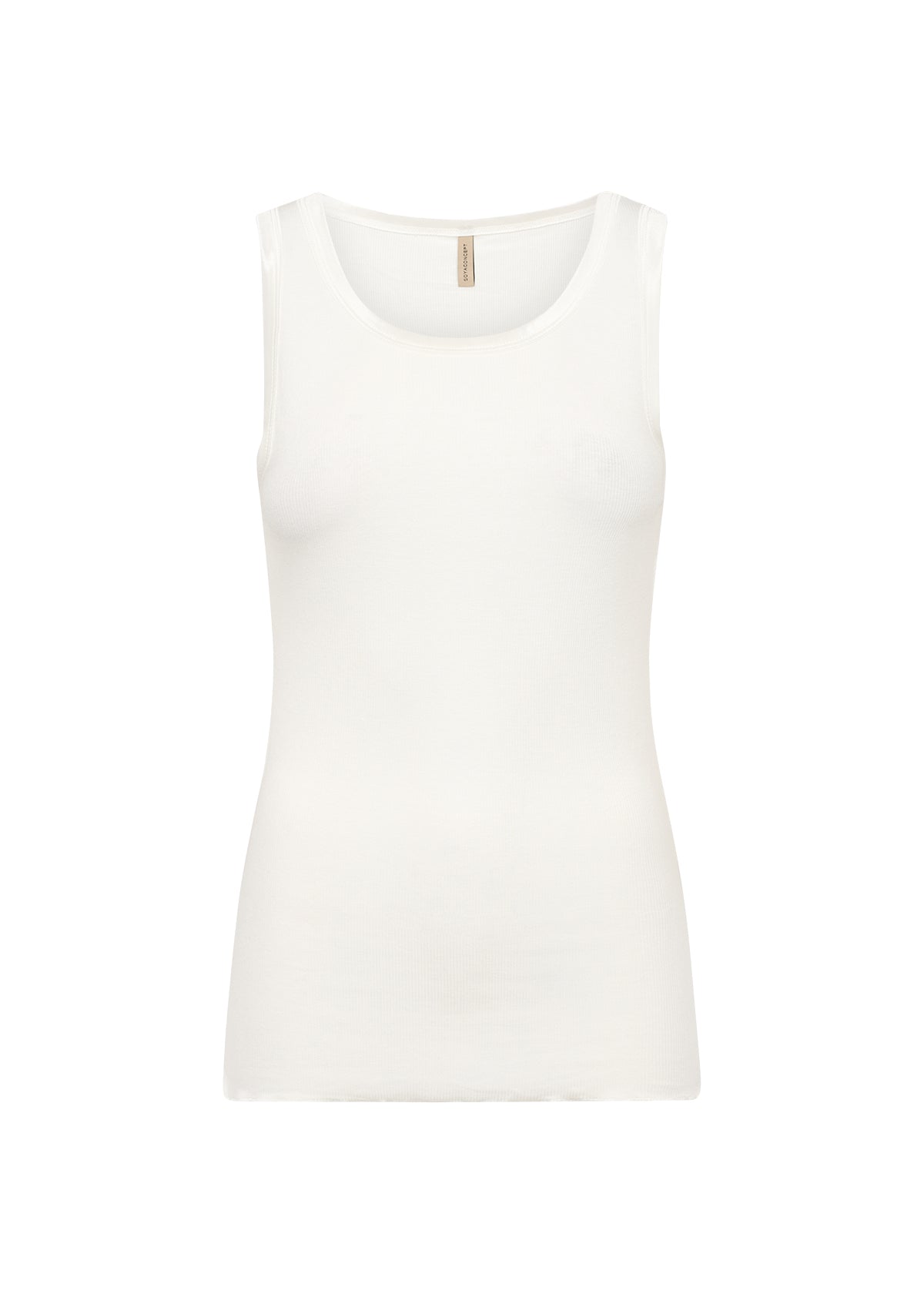 Satin Trim Ribbed Vest Top - Ivory