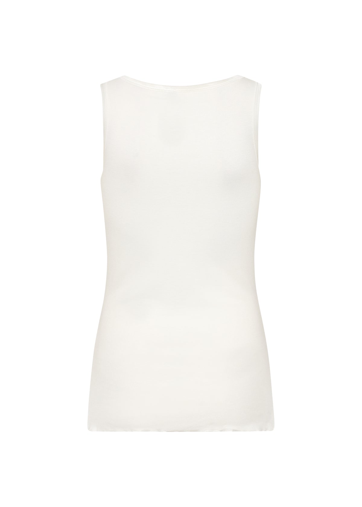 Satin Trim Ribbed Vest Top - Ivory