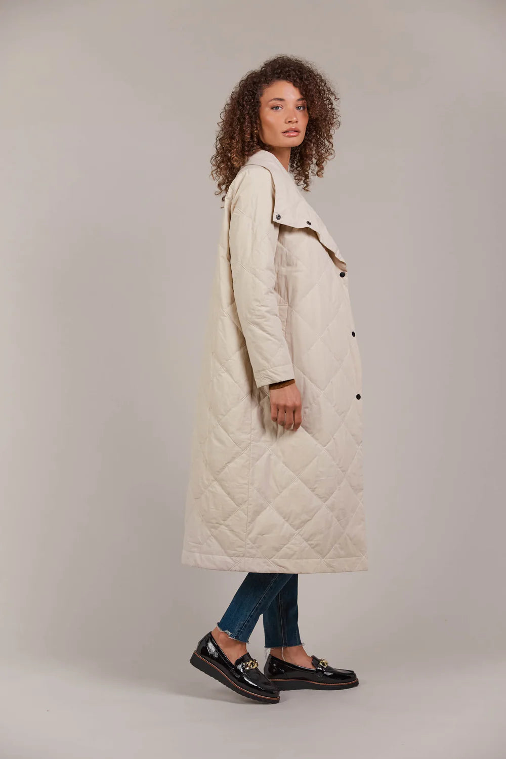 Lightweight Quilted Coat - Ecru