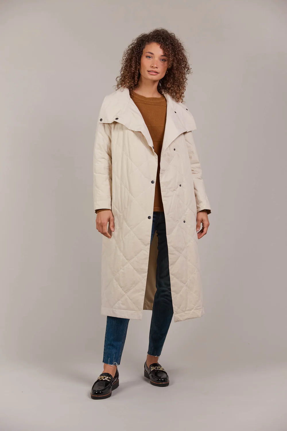 Lightweight Quilted Coat - Ecru