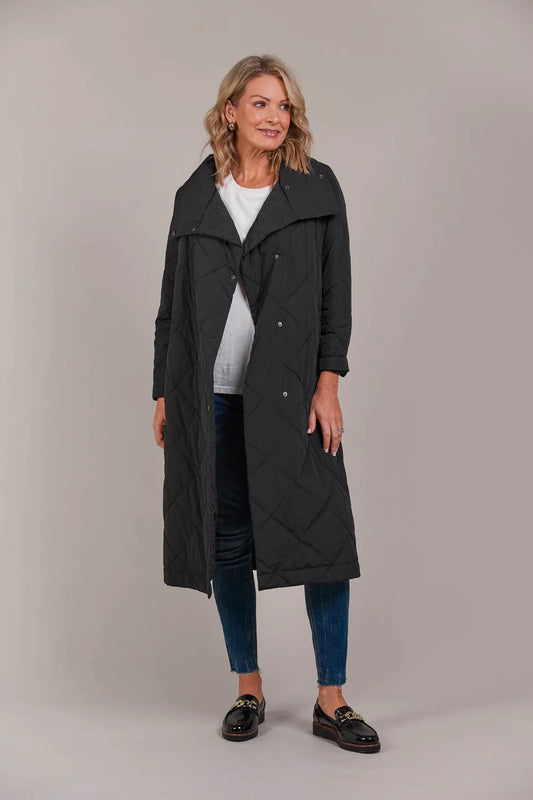 Lightweight Quilted Coat - Black