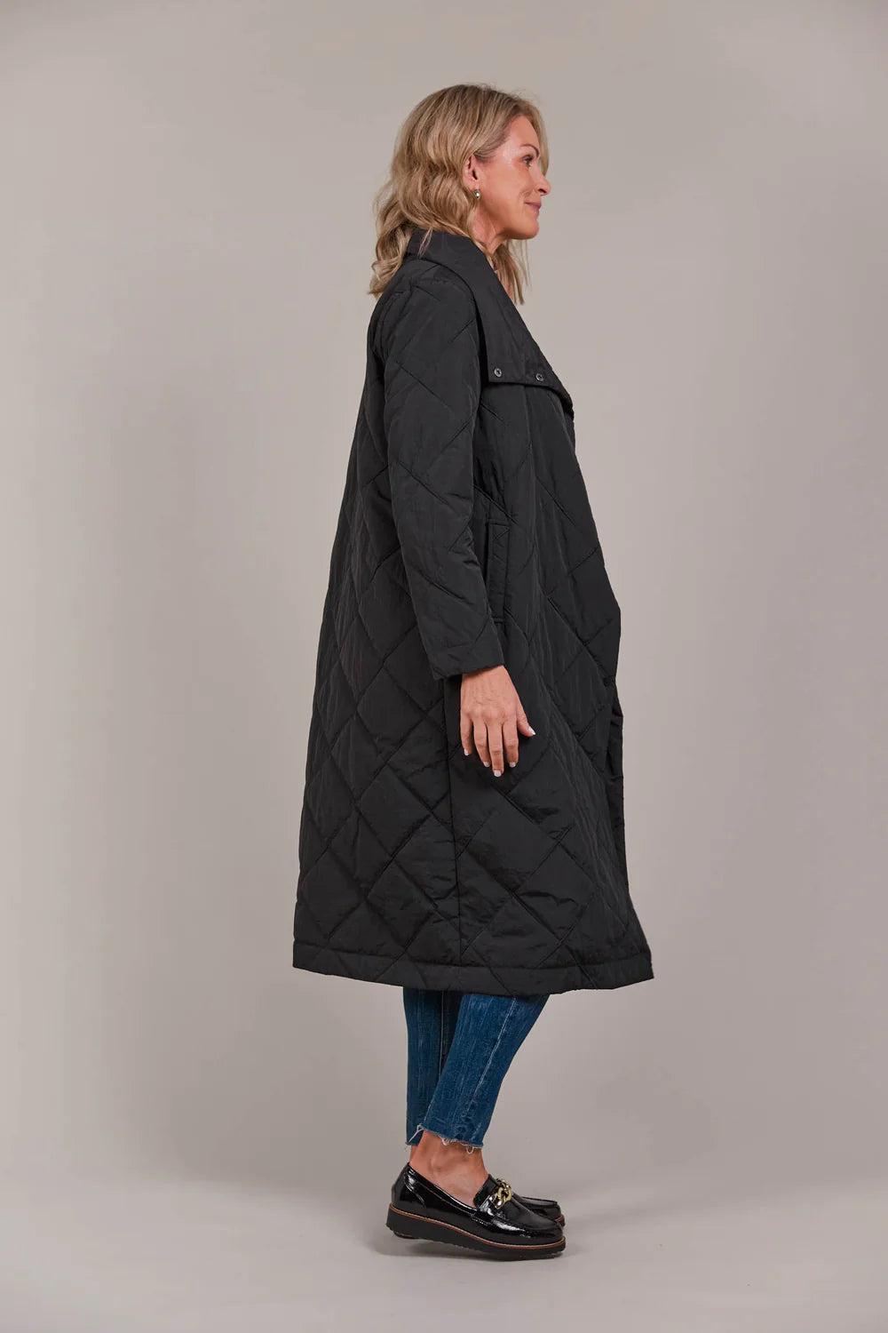 Lightweight Quilted Coat - Black