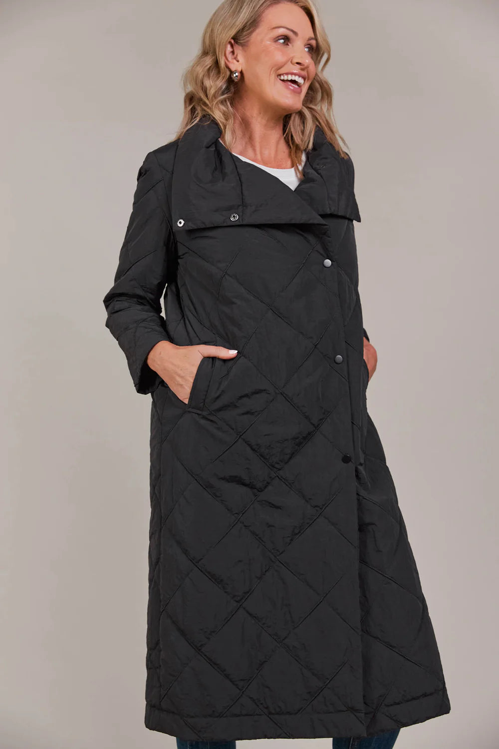 Lightweight Quilted Coat - Black
