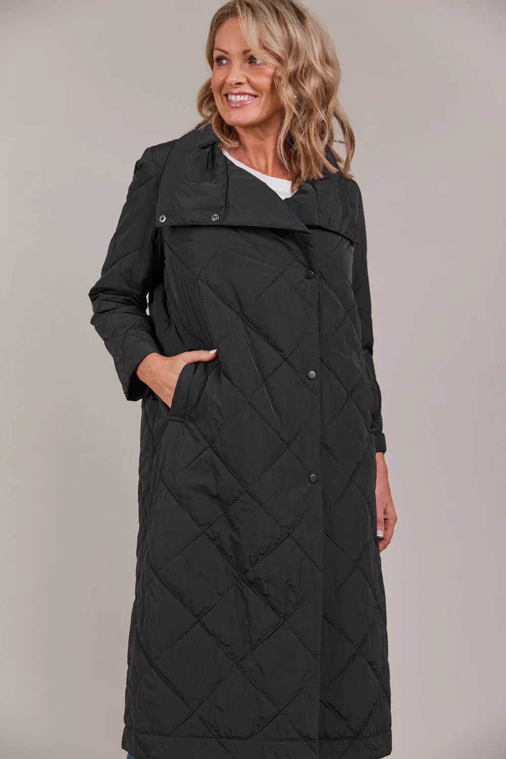 Lightweight Quilted Coat - Black