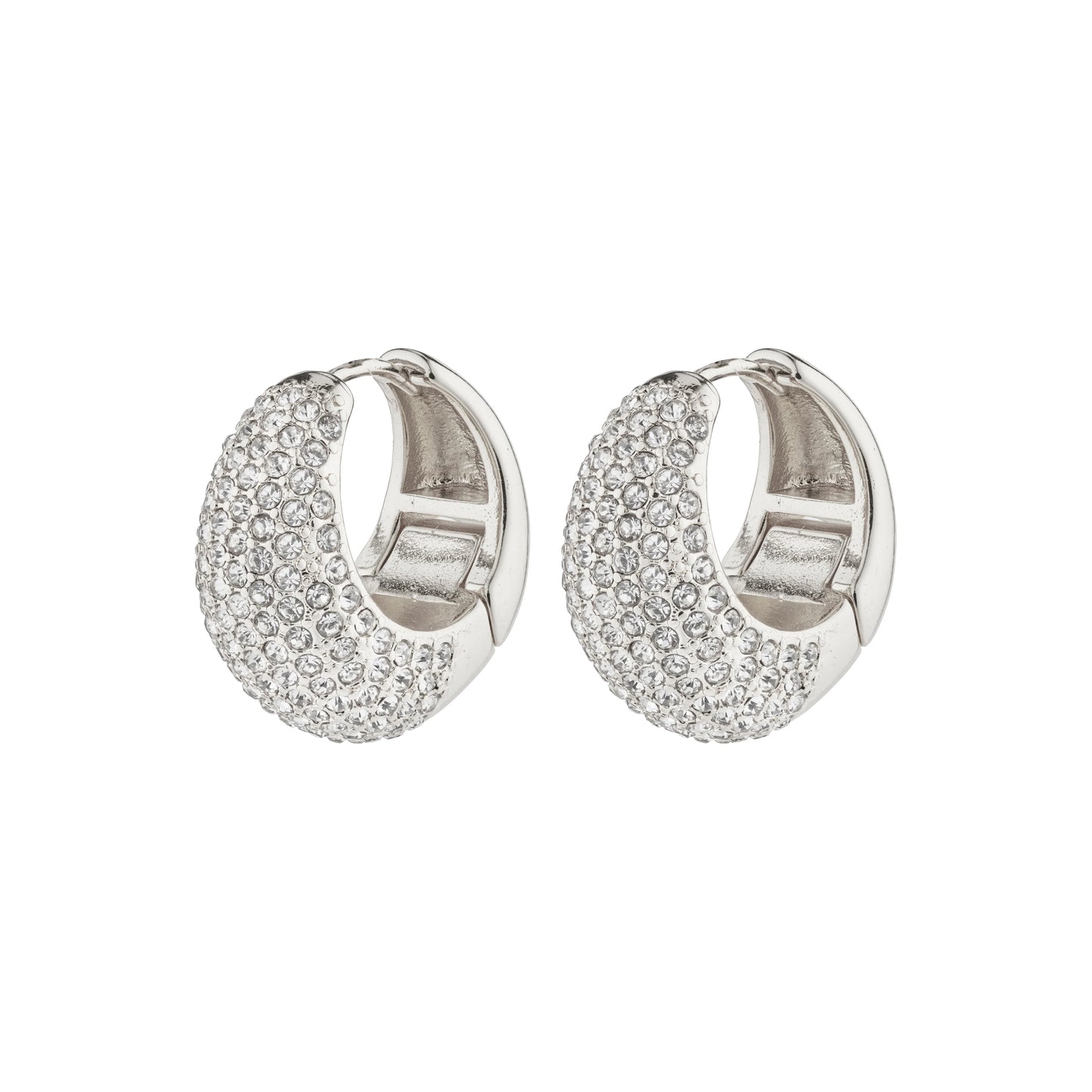 Naomi Crystal Hoops Silver - Plated