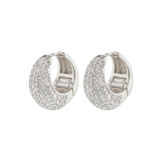 Naomi Crystal Hoops Silver - Plated