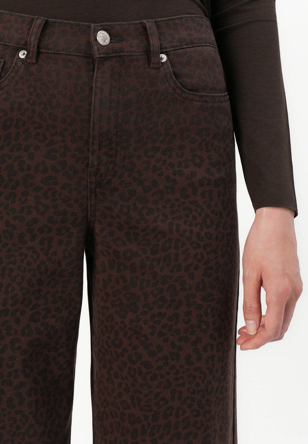 Animal Leopard Print Denim Jeans - Chocolate, Brown or Oatmeal