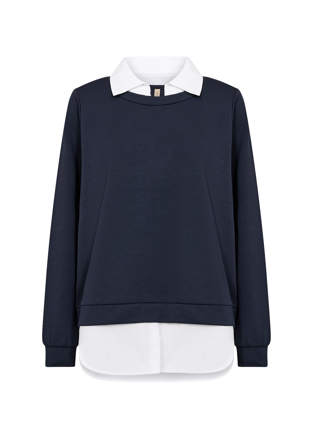 2 in 1 Collared Jersey Jumper - Navy & White