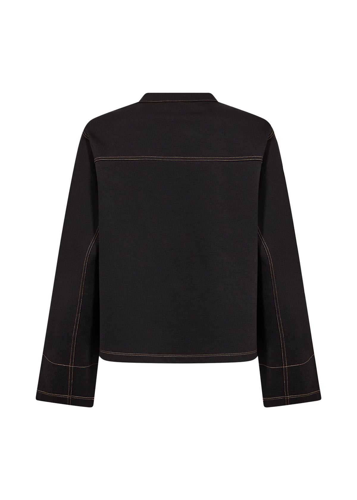 Box Jacket In Black With Contrast Stitching