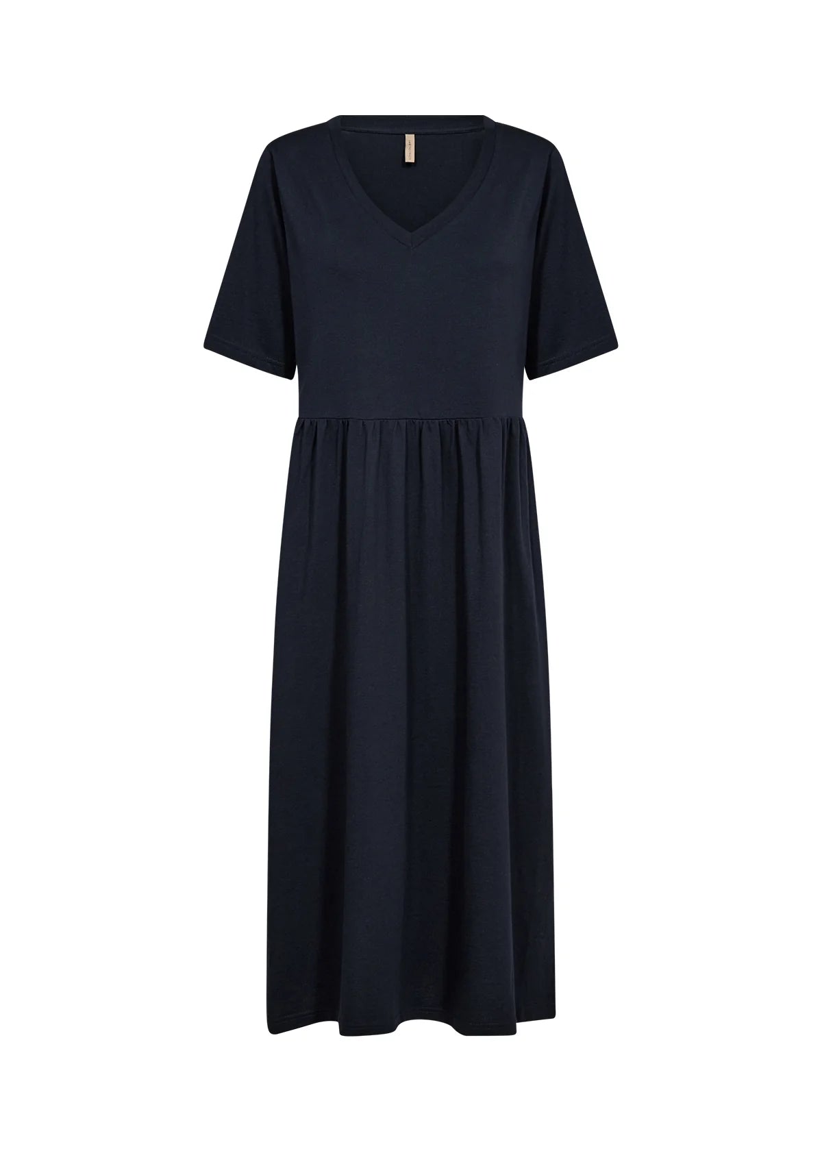 Short Sleeve V Neck Navy Jersey Dress