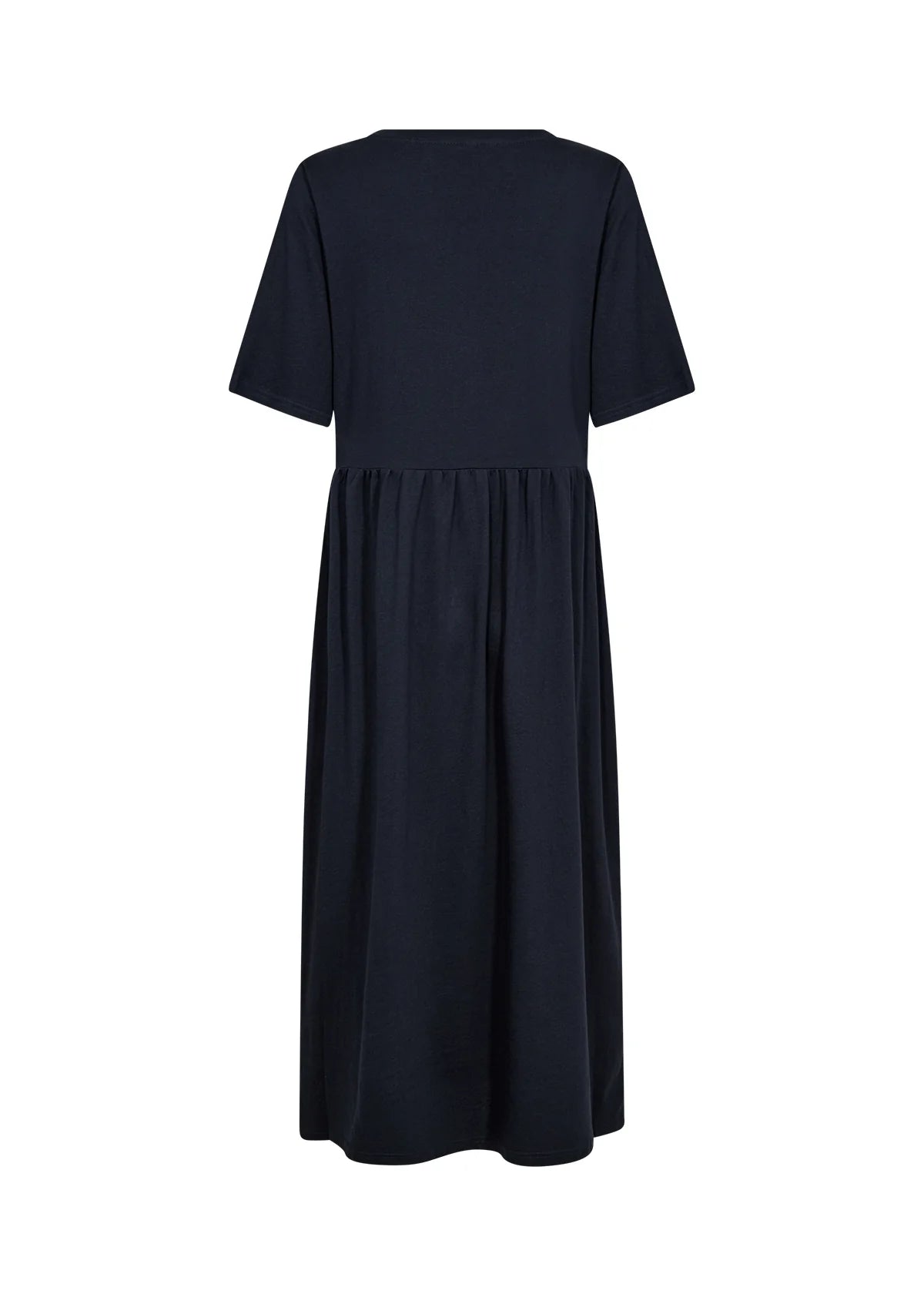 Short Sleeve V Neck Navy Jersey Dress