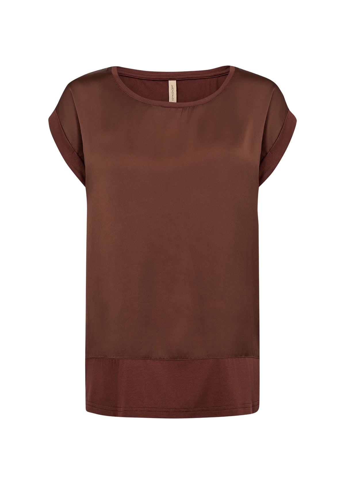 Satin Tee Shirt With Rolled Sleeves - Multiple Colours