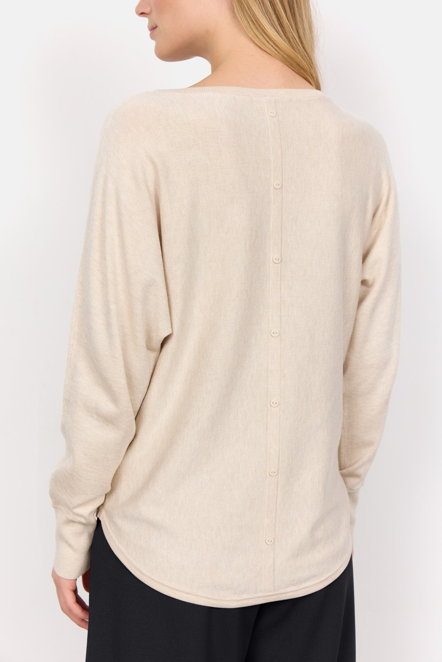 Long Sleeve Pullover With Button Detail On Back - Various Colours
