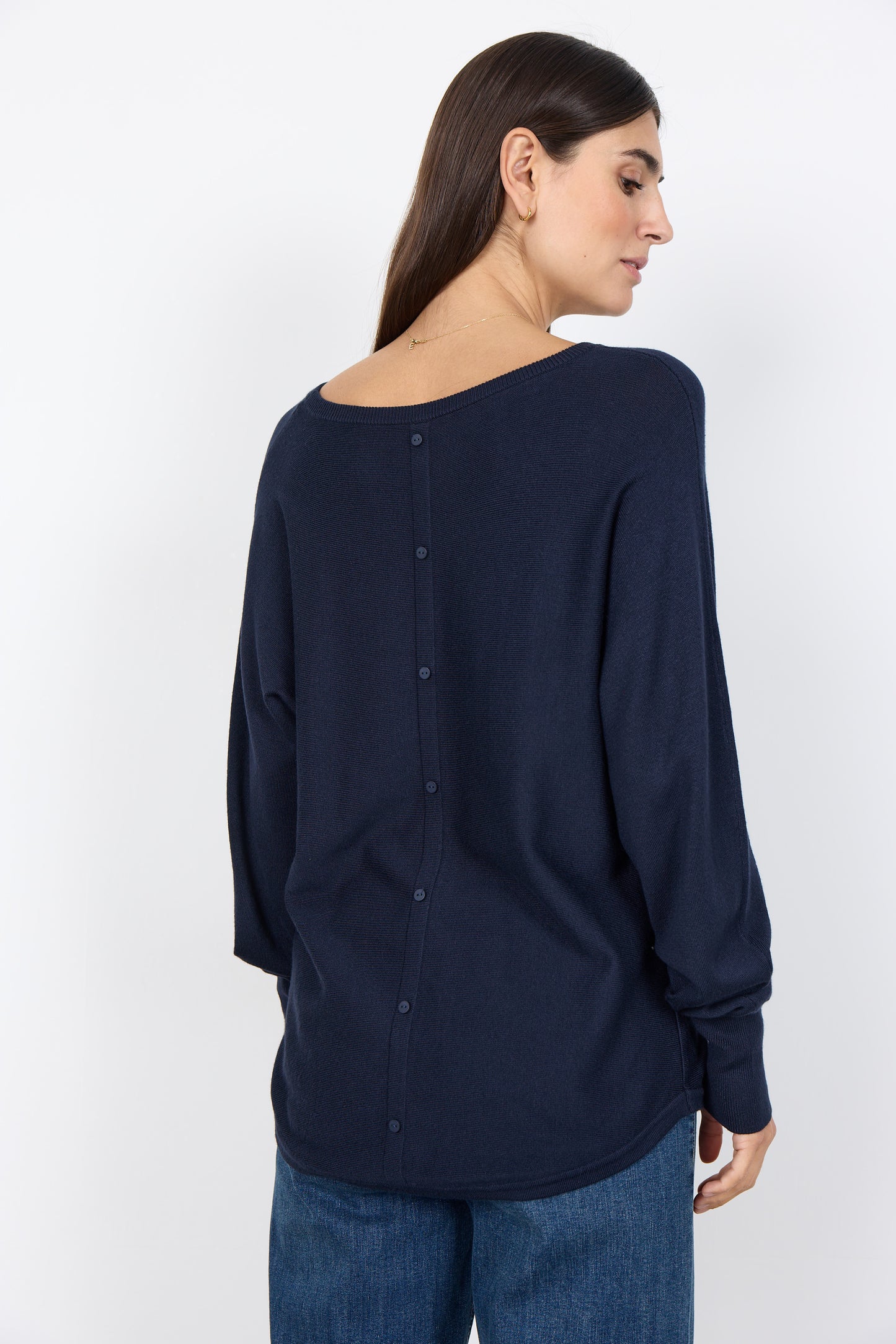 Long Sleeve Pullover With Button Detail On Back - Various Colours