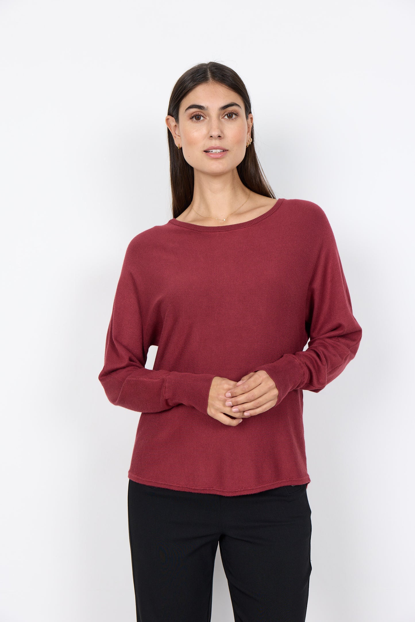 Long Sleeve Pullover With Button Detail On Back - Various Colours