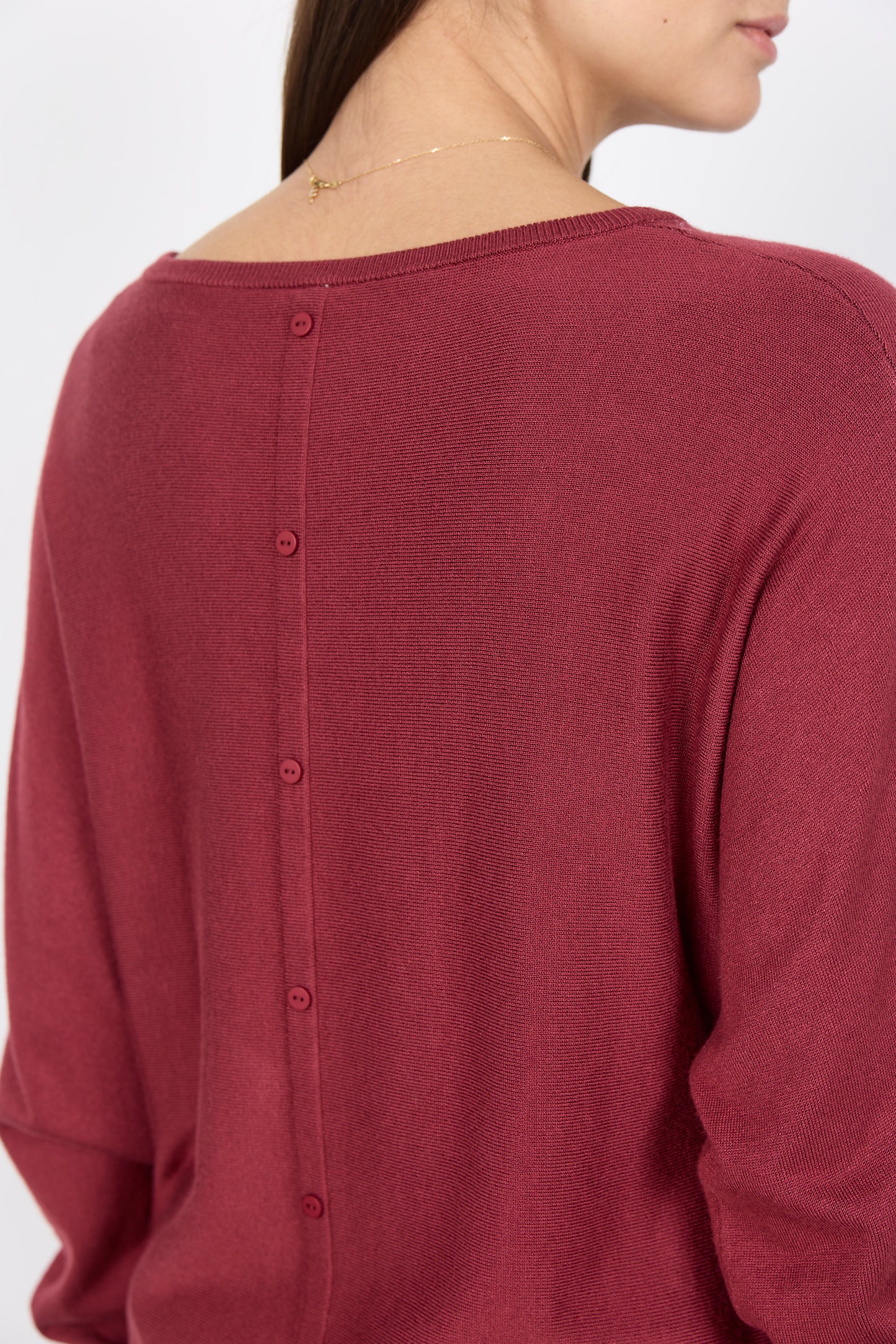 Long Sleeve Pullover With Button Detail On Back - Various Colours