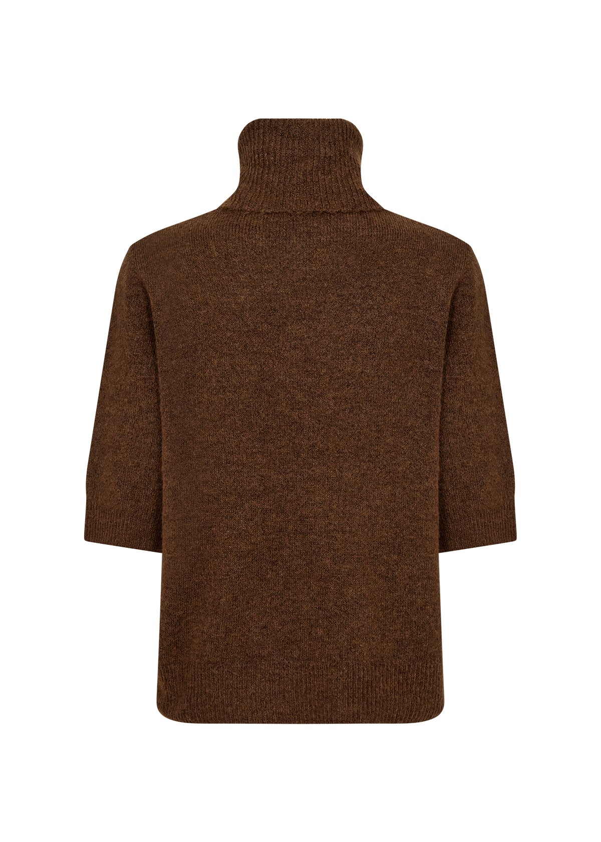 Elbow Length Sleeve Melange Polo Neck Jumper - Dark Tan