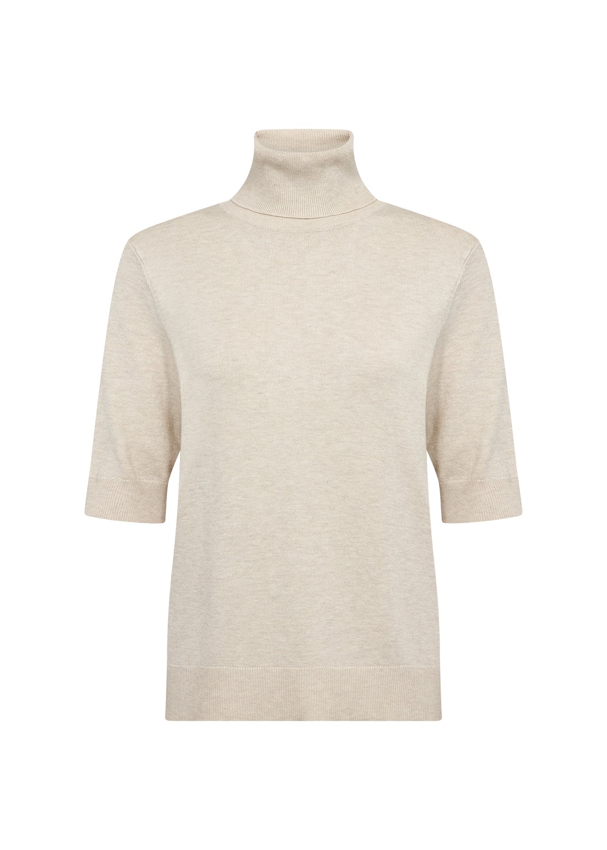 Elbow Length Polo Neck Jumper - Oatmeal