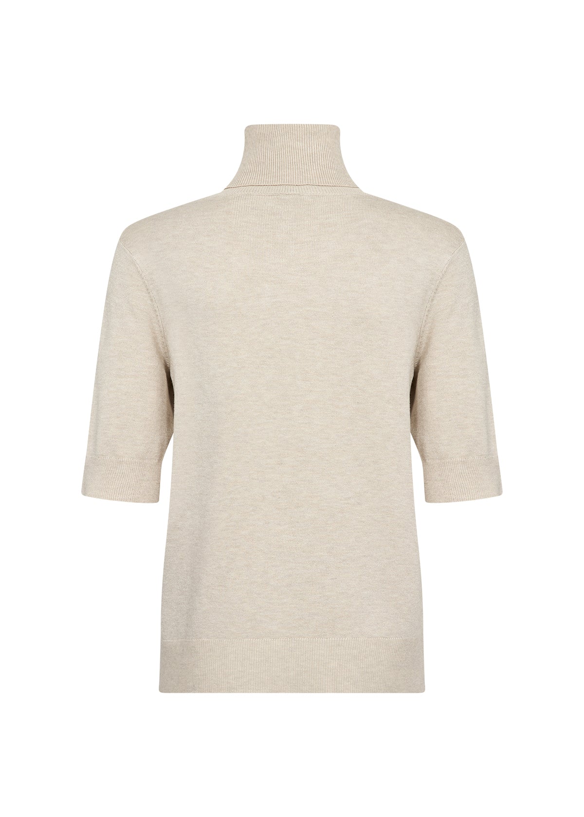Elbow Length Polo Neck Jumper - Oatmeal