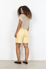 Short Sleeve Lightweight Knitted Top - Oatmeal & Black or Oatmeal & Toffee