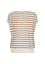 Short Sleeve Lightweight Knitted Top - Oatmeal & Black or Oatmeal & Toffee