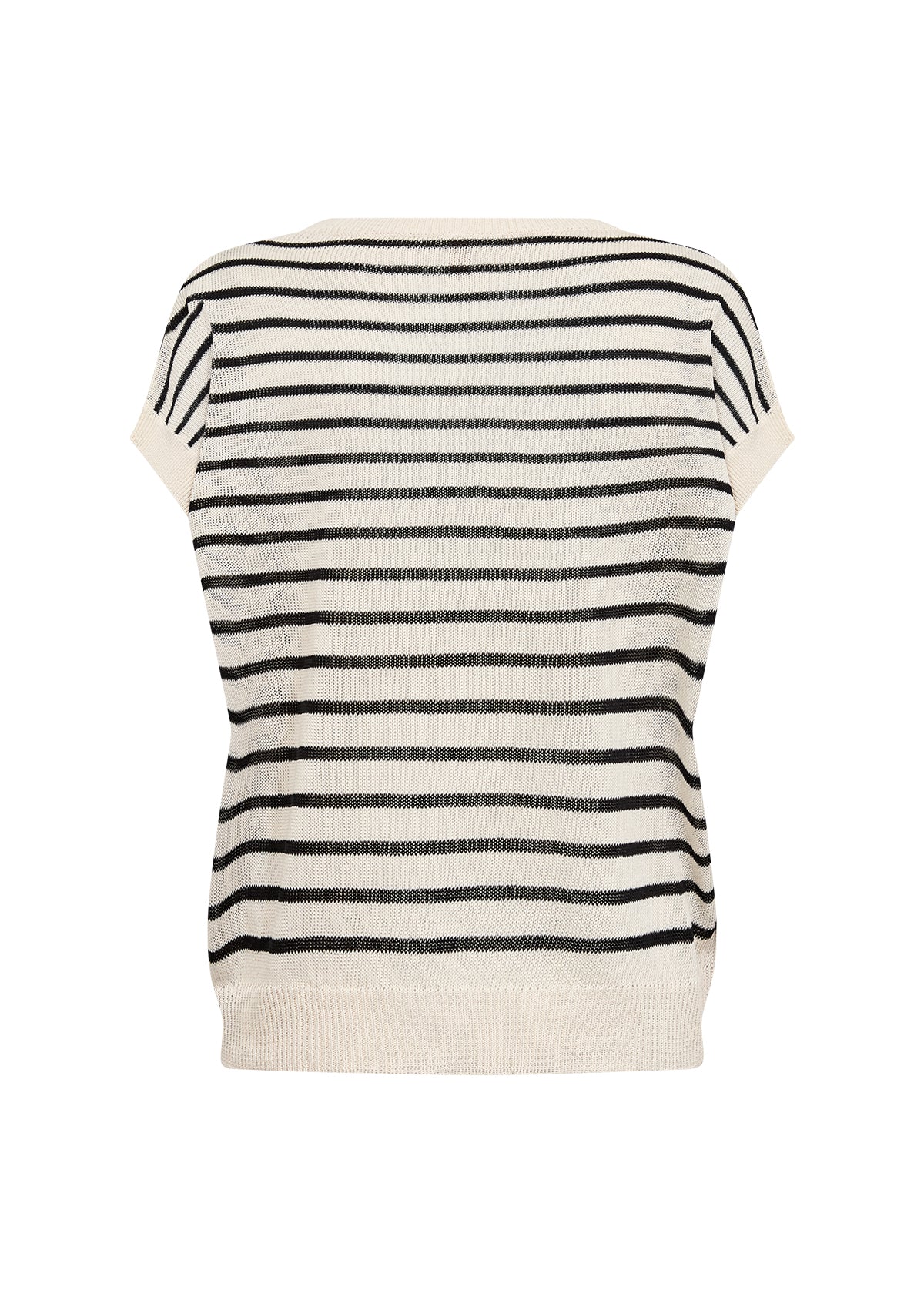 Short Sleeve Lightweight Knitted Top - Oatmeal & Black or Oatmeal & Toffee