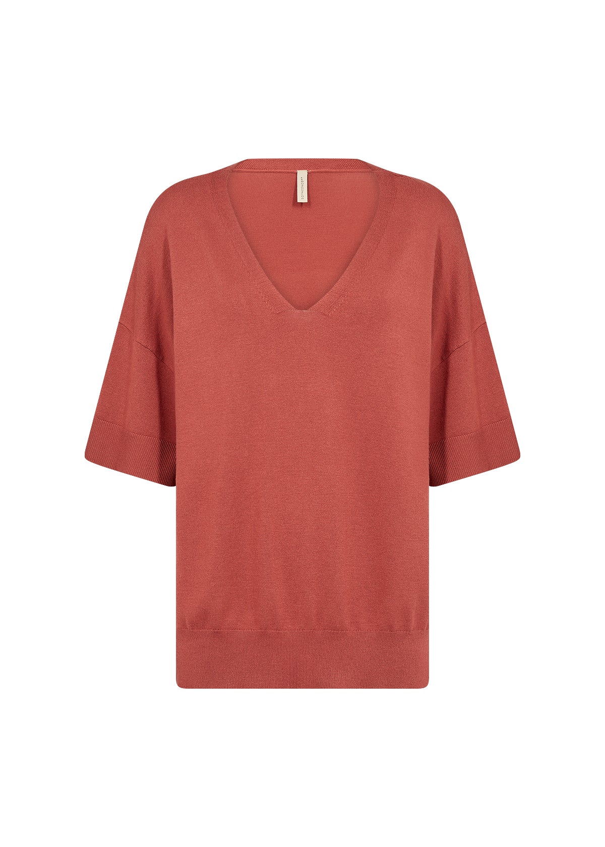 V-Neck Knitted Top - Rust