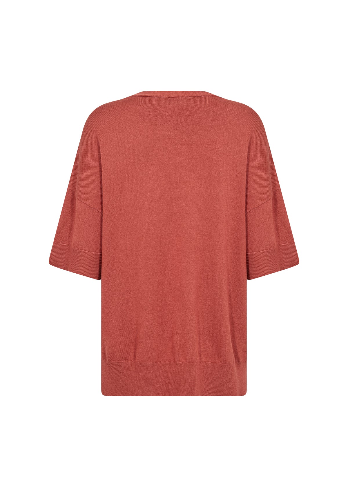 V-Neck Knitted Top - Rust