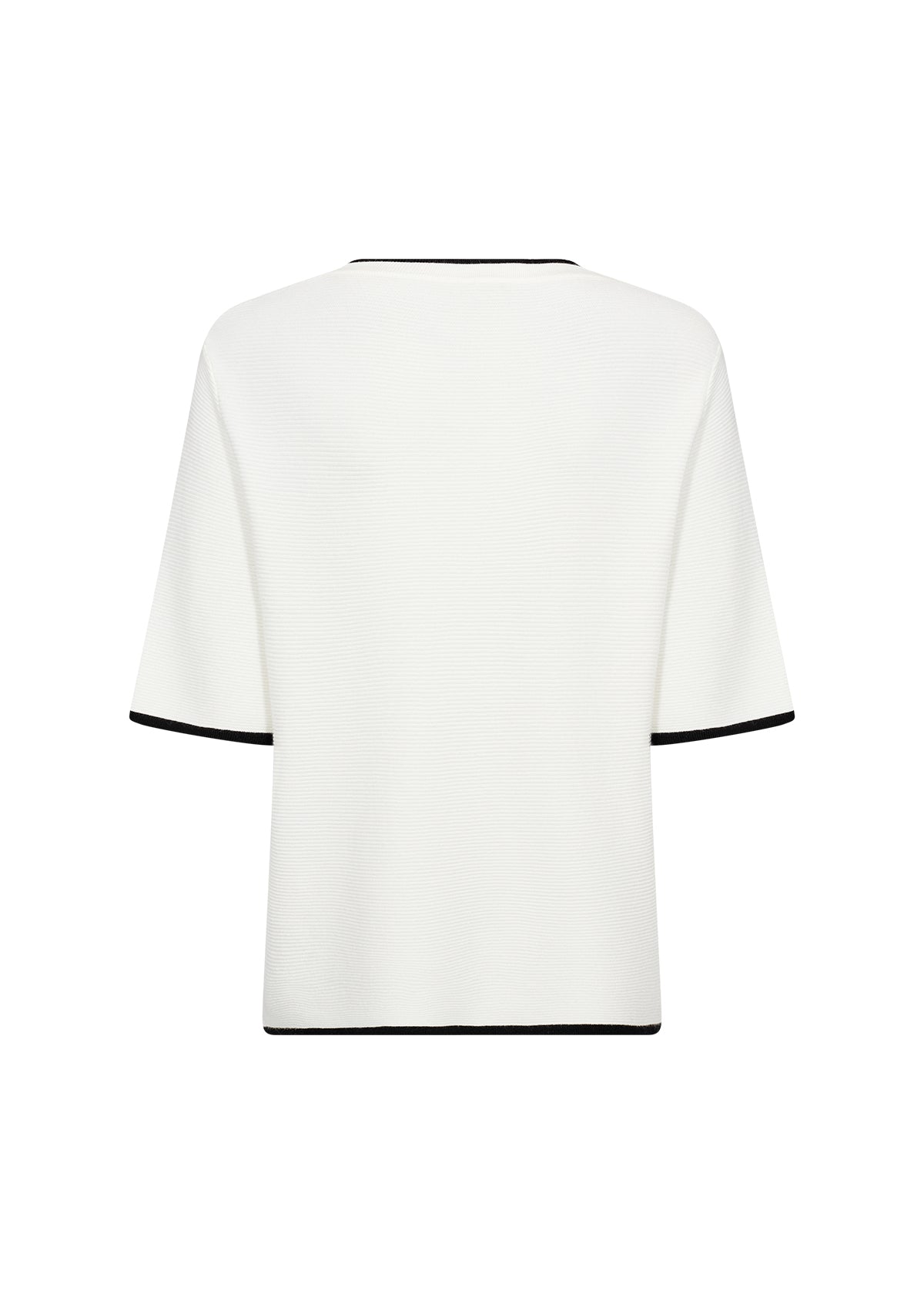 Elbow Length Pullover with Collar and Sleeve Contrast - Navy Cream / White Black