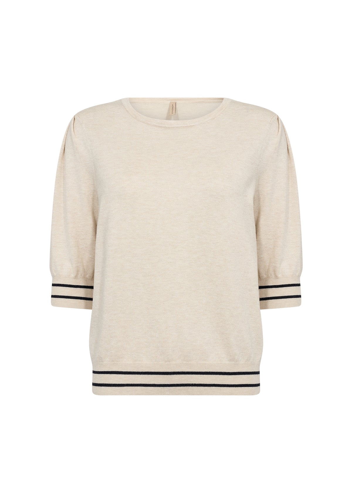 Elbow Length Pullover in Oatmeal & Navy or Toffee & Ivory