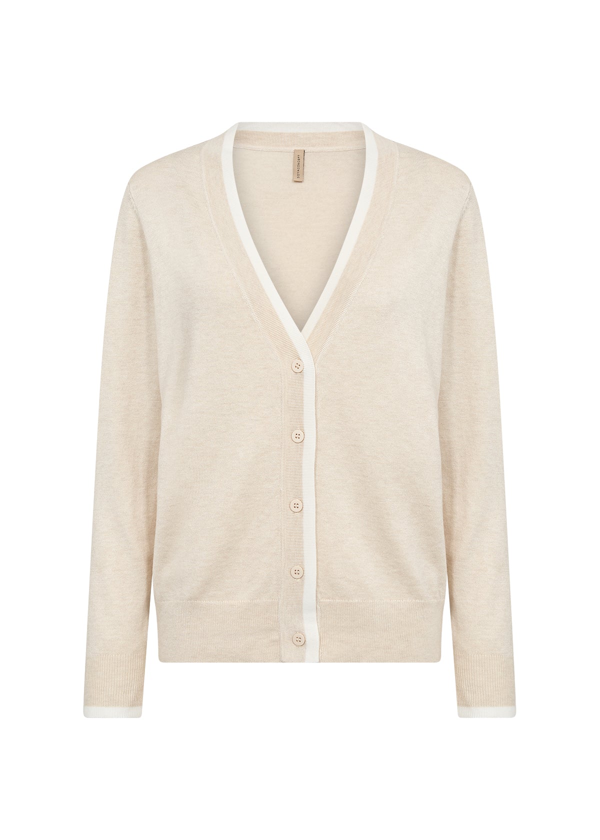 Classic V-Neck Cardigan - Oatmeal & Ivory