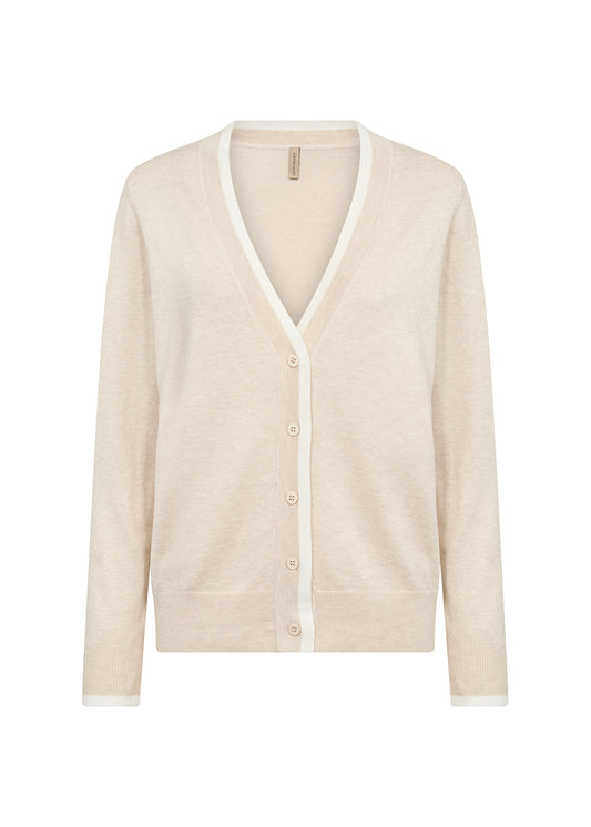 Classic V-Neck Cardigan - Oatmeal & Ivory