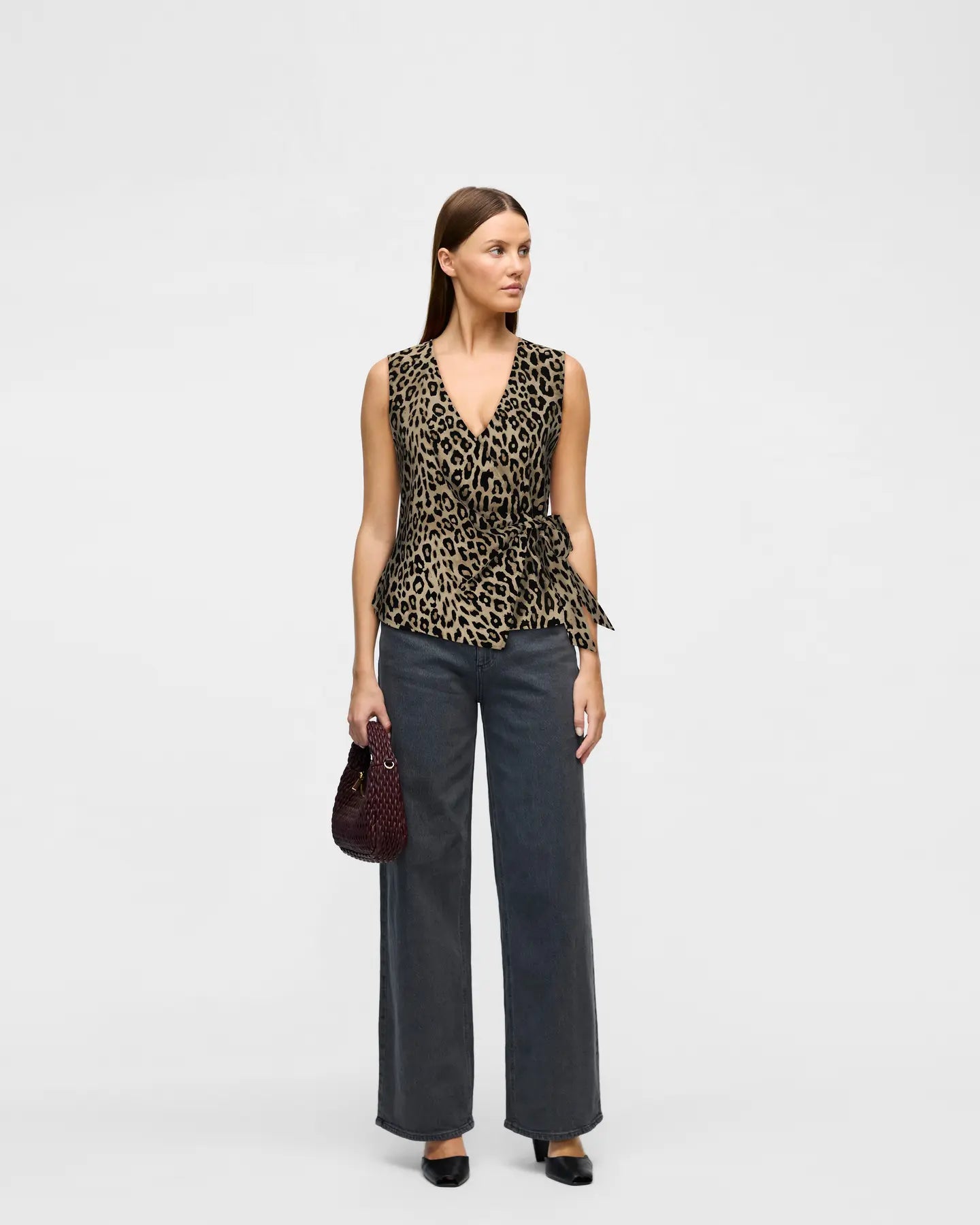 Sleeveless Linen Mix Wrap Over Top - Various Colours